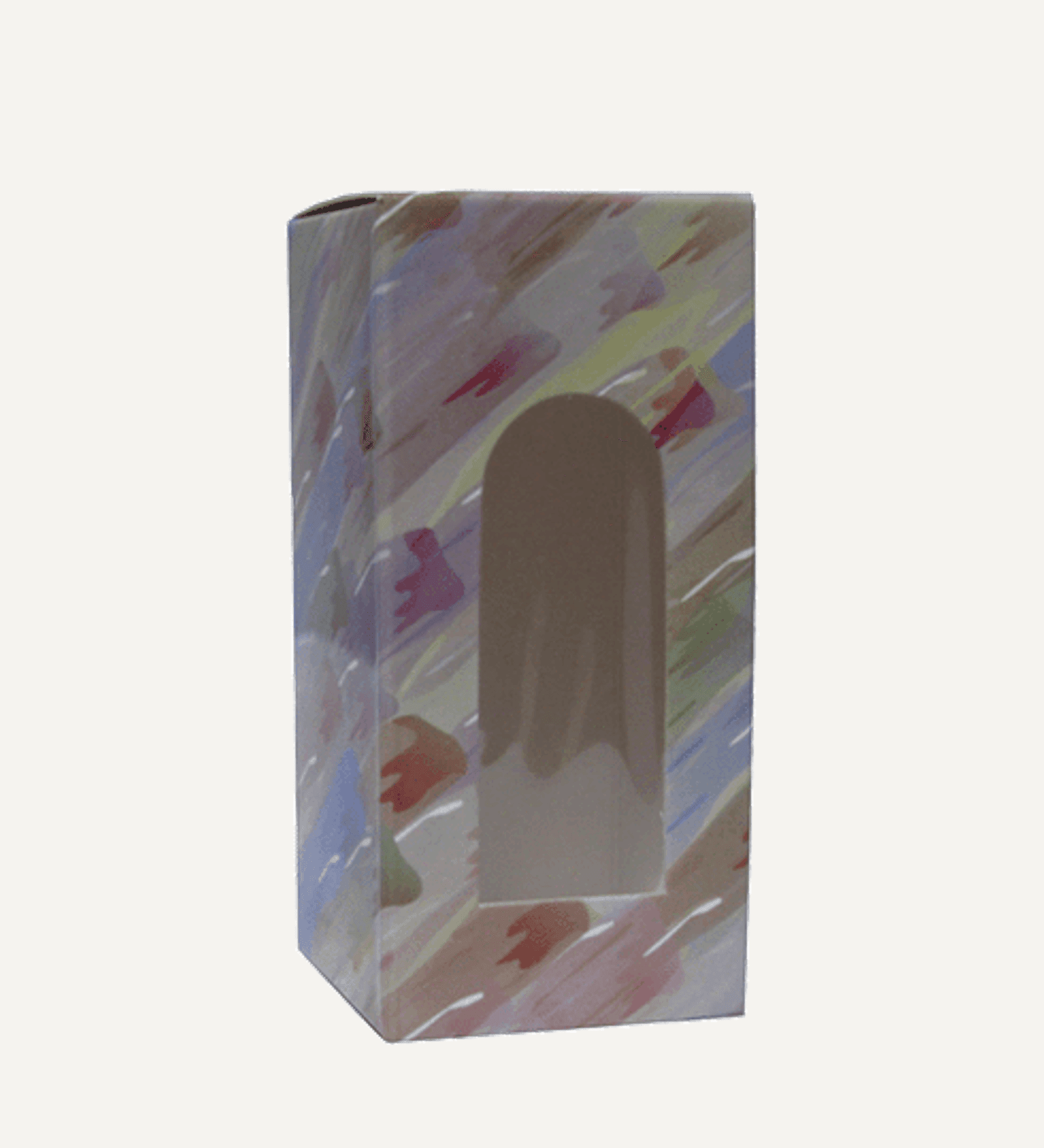 Earth Brush design folding carton box with window. Size 1.5\x 1.5"x 3.5\""."""