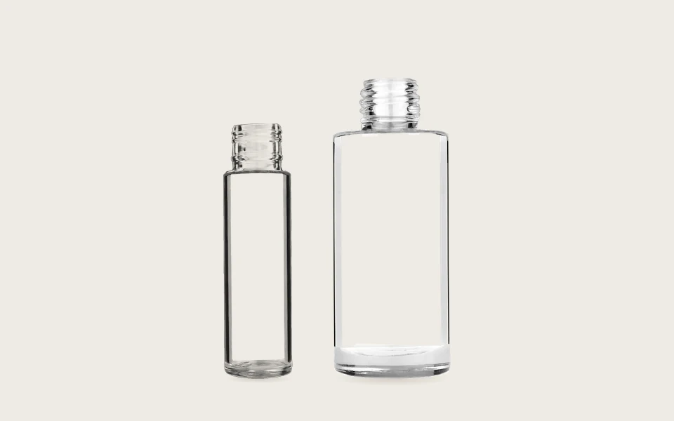 Clear 9 ml and 25 ml Cylinder bottles